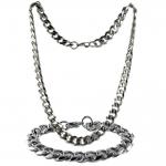Stainless Steel Curb Link Chain & Bracelet Set 